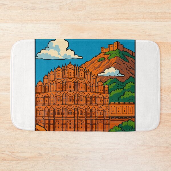 Item preview, Jaipur Hawa Mahal and Nahargarh Fort Rajasthan India designed and sold by Places On Earth.