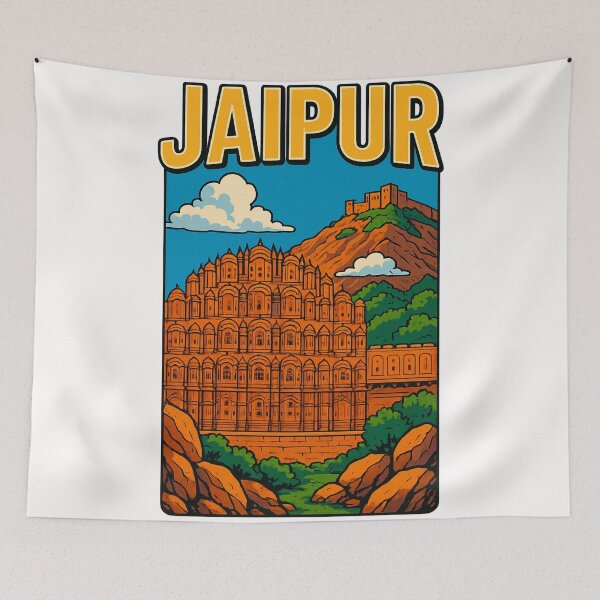 Item preview, Jaipur Hawa Mahal and Nahargarh Fort Rajasthan India designed and sold by Places On Earth.