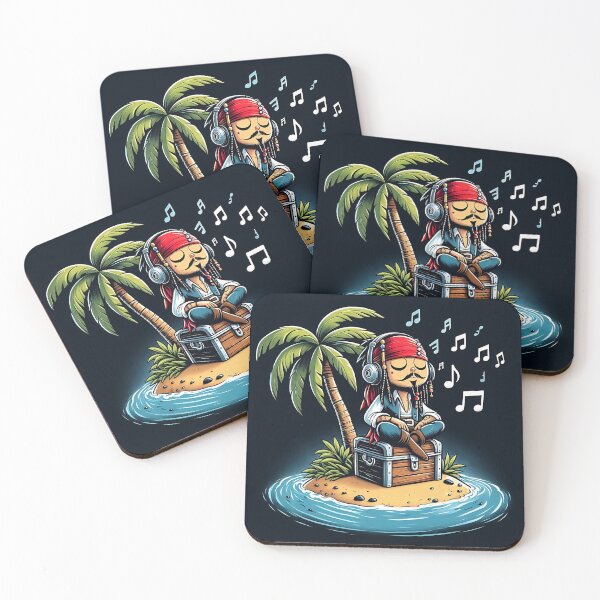 Item preview, Comical Illustration of the famous pirate Jack Sparrow chilling on an island designed and sold by sks-ai-artist.