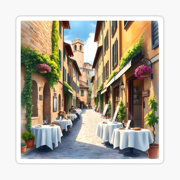 Item preview, San Gimignano: Old Town Street Café Charm designed and sold by LSV-Art.