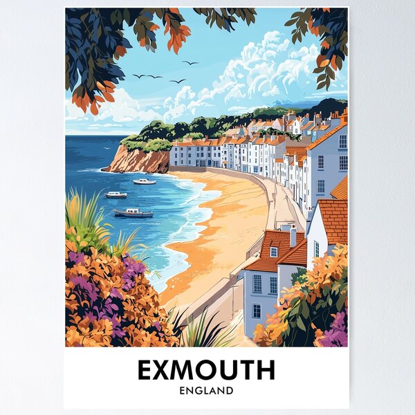 Item preview, Exmouth England Retro Travel Print designed and sold by HomeLivingCo.