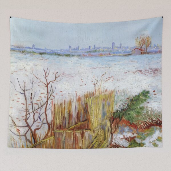 Item preview, Snowy Landscape with Arles in the Background - 1888; Arles, Bouches-du-Rhône, France designed and sold by MashaQo.