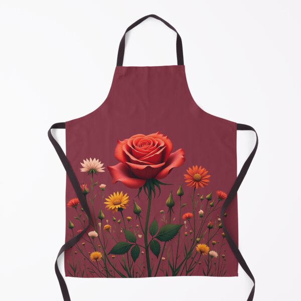 Item preview, Wildflowers and Red Rose in Middle - Deep Burgundy Background #5007DBD designed and sold by Wildflower Rose.