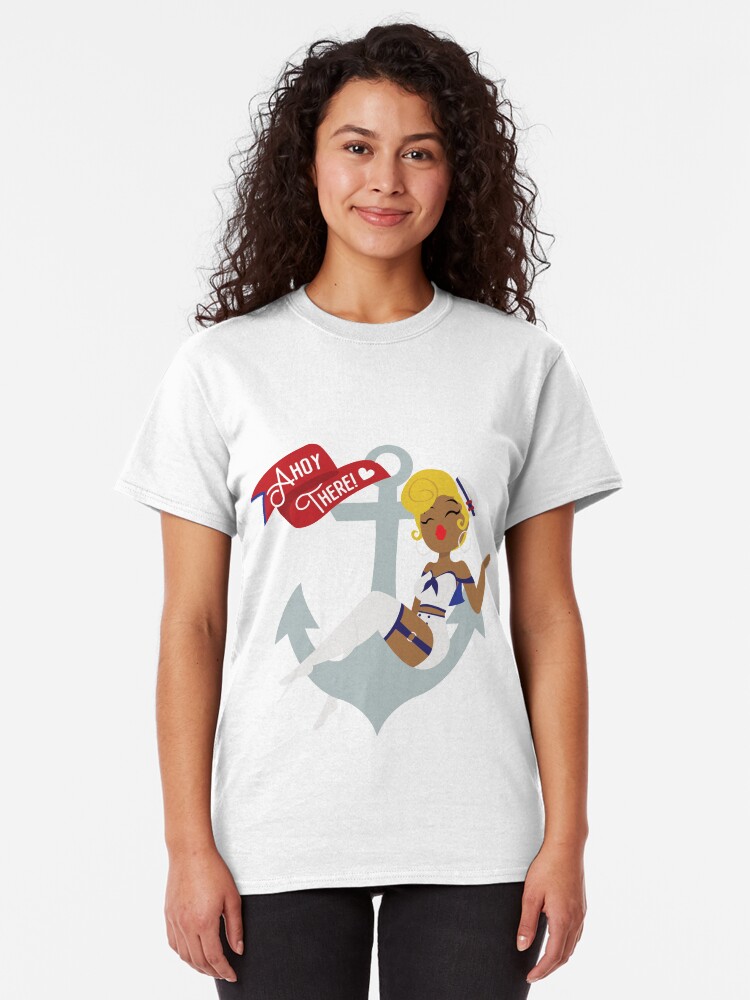 Alternate view of Ahoy There! Sailor Pin-Up Classic T-Shirt