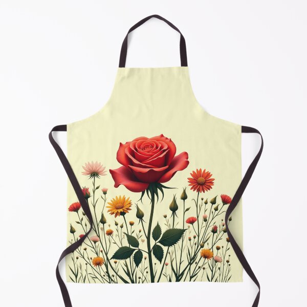 Item preview, Wildflowers and Red Rose in Middle - Butter Cream Background #5007BCR designed and sold by Wildflower Rose.