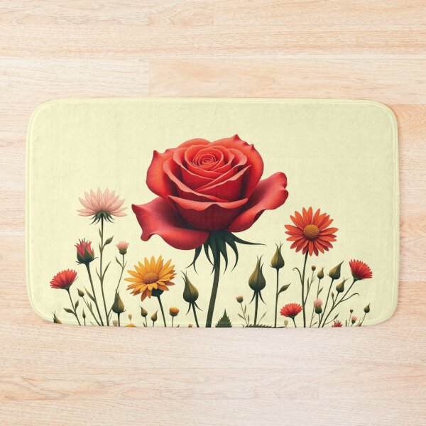Item preview, Wildflowers and Red Rose in Middle - Butter Cream Background #5007BCR designed and sold by Wildflower Rose.