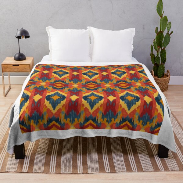 Item preview, Warm Sunset Ikat Seamless Pattern - Tribal Geometric Fabric Design designed and sold by Mondee Shop.