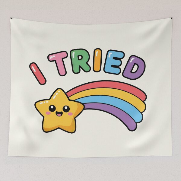 Item preview, I tried | Cute and Funny Shooting Star designed and sold by Altered Pixels.