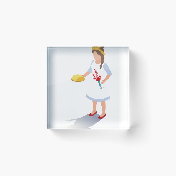 Item preview, Illustration of a Girl in Traditional Attire Holding Bread and Flowers designed and sold by Creative88Art.