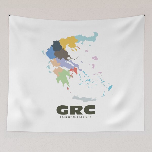 Item preview, Colorful Greece Map - Modern Minimalist Greece Art designed and sold by CartoPrints.