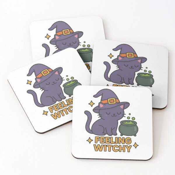 Item preview, Feeling Witchy – Cute Witch Cat and Cauldron designed and sold by Vitalka-uk.