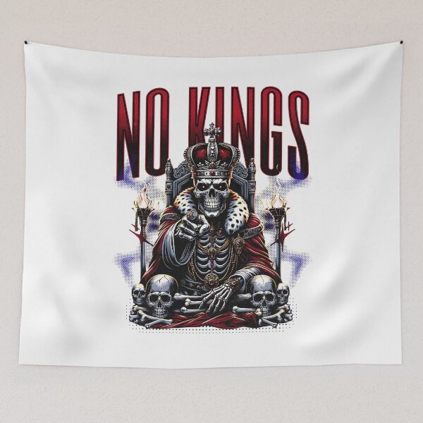 Item preview, No Kings in the USA Skeleton Political Protest Art designed and sold by darkskydelights.