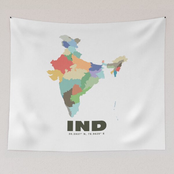 Item preview, Colorful India Map - Minimalist IND Country Art Poster designed and sold by CartoPrints.