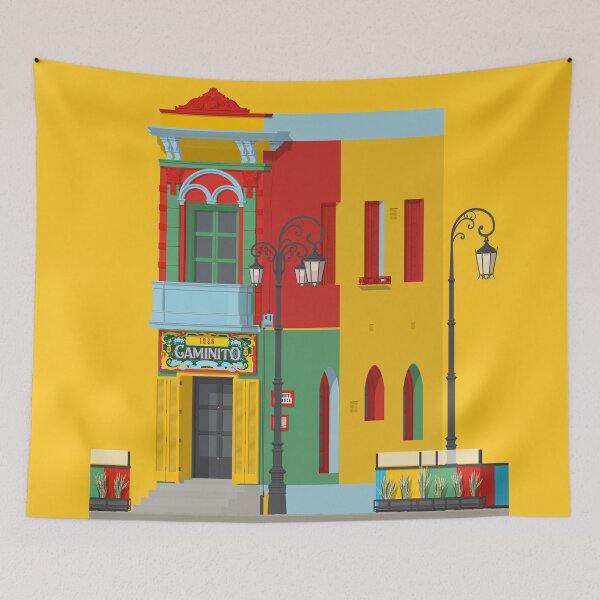 Item preview, Buenos Aires Travel Illustration of the Vibrant La Boca Neighbourhood | Argentina designed and sold by archetype prints.