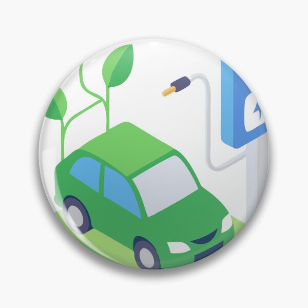 Item preview, Green Electric Car with Charging Station and Sustainability Symbols designed and sold by Creative88Art.