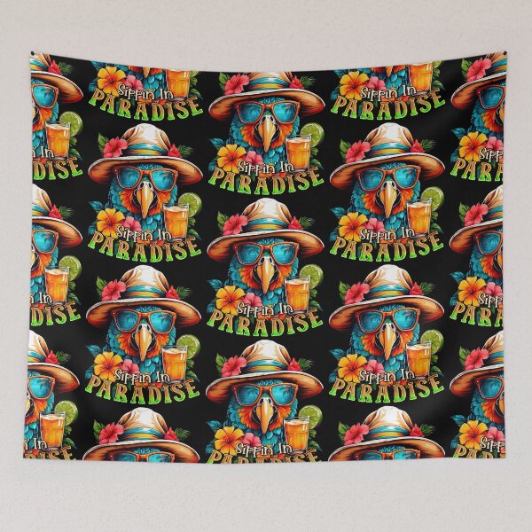 Item preview, Sippin' in Paradise Parrot Tropical Summer Drinks designed and sold by MindWave THC.