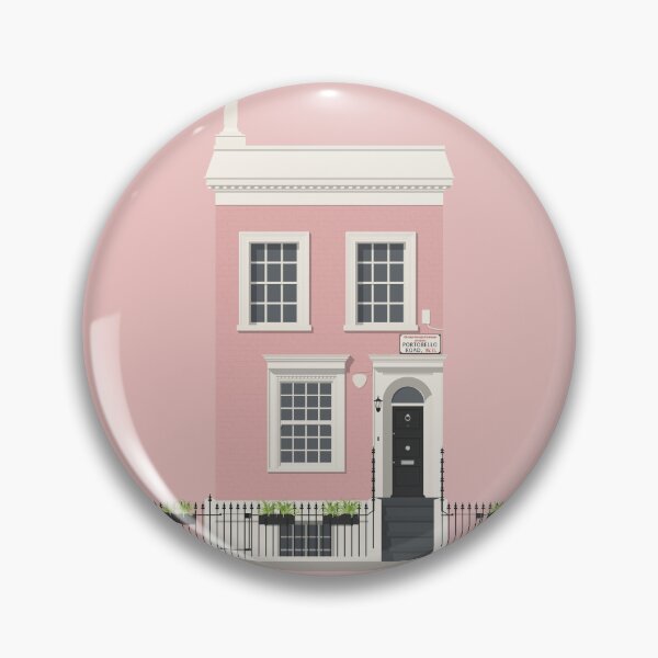 Item preview, Notting Hill London Travel Illustration of a cute pink Townhouse | England designed and sold by aio.