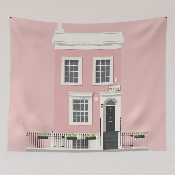 Item preview, Notting Hill London Travel Illustration of a cute pink Townhouse | England designed and sold by aio.