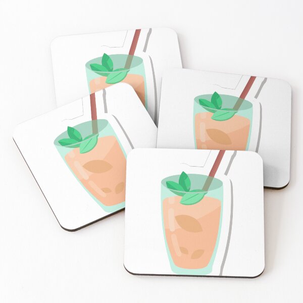 Item preview, Minimalist Illustration of Peach Colored Beverage with Mint Garnish designed and sold by Creative88Art.