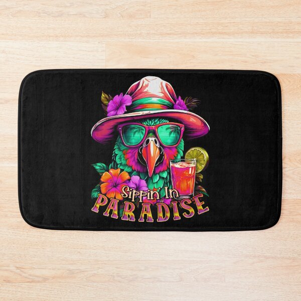 Item preview, Sippin' in Paradise Teal Parrot Tropical Summer Drinks Bugundy Shade designed and sold by MindWave THC.