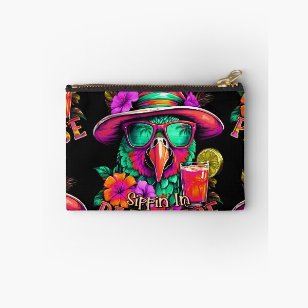 Item preview, Sippin' in Paradise Teal Parrot Tropical Summer Drinks Bugundy Shade designed and sold by MindWave THC.