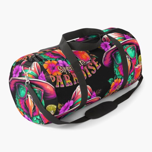 Item preview, Sippin' in Paradise Teal Parrot Tropical Summer Drinks Bugundy Shade designed and sold by MindWave THC.