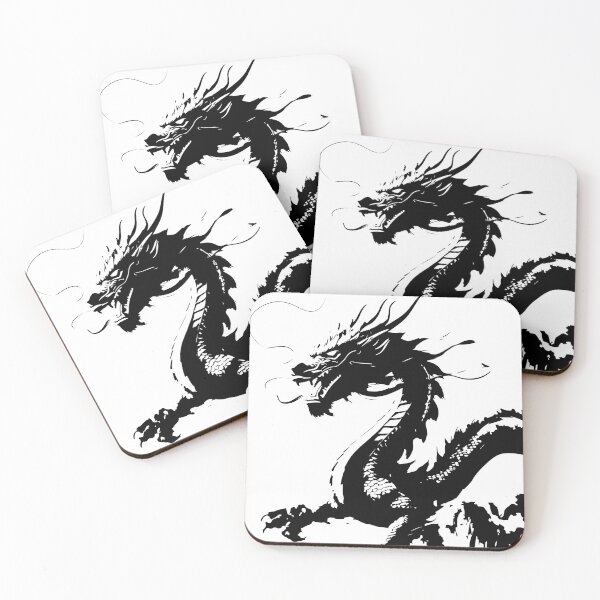 Item preview, Bold ink dragon charges through shattered peaks, ink splashing in fierce brush stroke dragon style designed and sold by zephstudoartist.