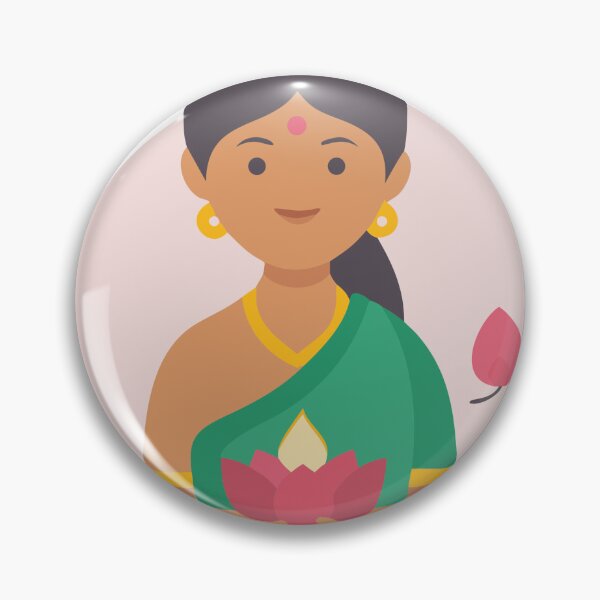 Item preview, Illustration of a Woman in Green Sari Holding a Lotus with Flame designed and sold by Creative88Art.