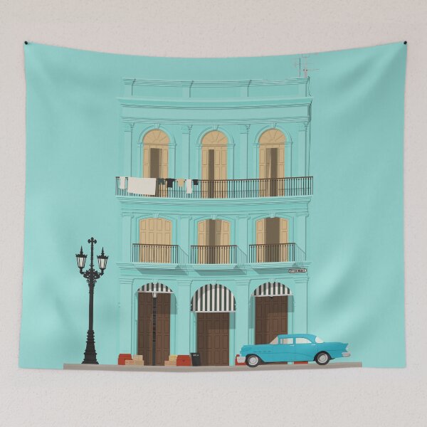 Item preview, Havana Travel Illustration of the colorful Townhouse Neighborhood of Old Havana | Cuba designed and sold by aio.