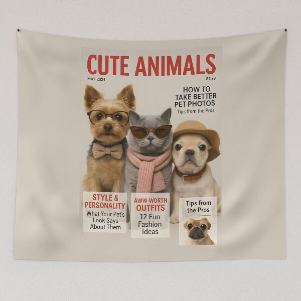 Item preview, Cute Animals Magazine Cover Funny Stylish Pets Fashion Photo Tips designed and sold by allogy.