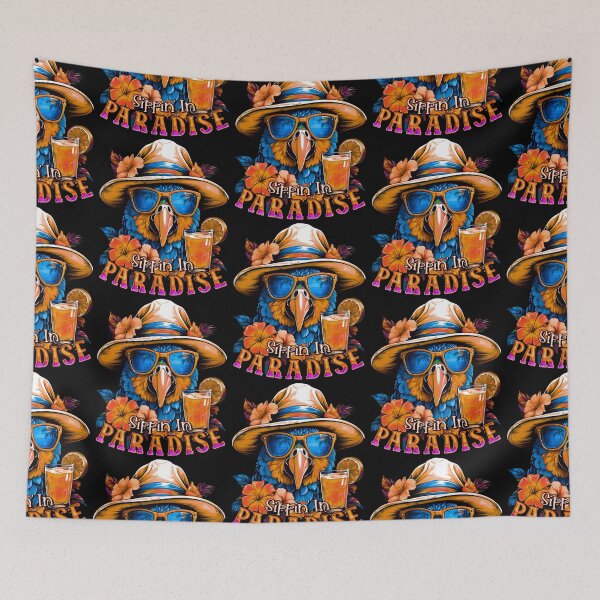 Item preview, Sippin' in Paradise Blue Parrot Tropical Summer Drinks designed and sold by MindWave THC.