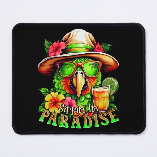Item preview, Sippin' in Paradise Lime Green Parrot Tropical Summer Drinks designed and sold by MindWave THC.