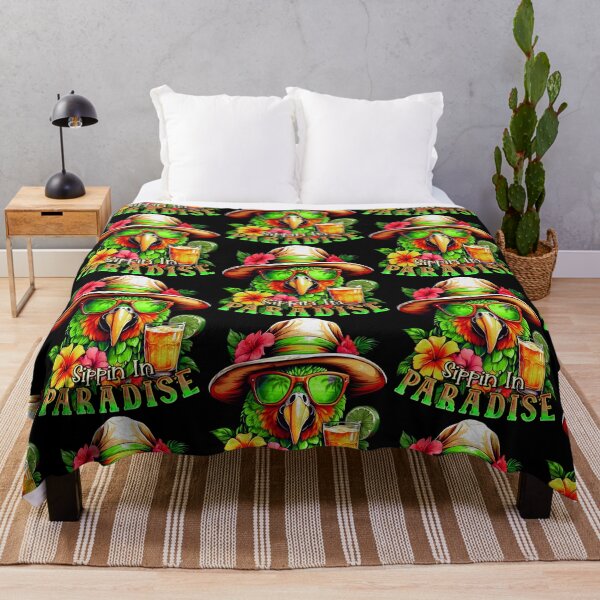 Item preview, Sippin' in Paradise Lime Green Parrot Tropical Summer Drinks designed and sold by MindWave THC.