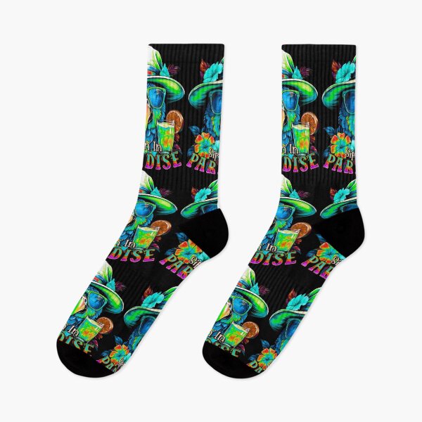 Item preview, Sippin' in Paradise Blue Neon Green Parrot Tropical Summer Drinks designed and sold by MindWave THC.