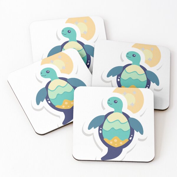 Item preview, Colorful Cartoon Sea Turtle with Moon and Stars on Black Background designed and sold by Creative88Art.
