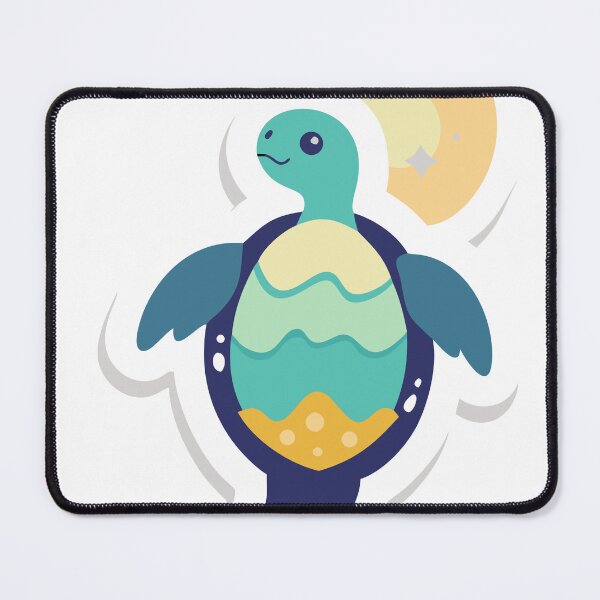 Item preview, Colorful Cartoon Sea Turtle with Moon and Stars on Black Background designed and sold by Creative88Art.