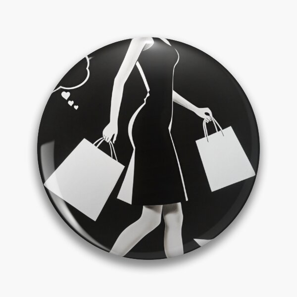 Item preview, Black and White Illustration of a Woman Holding Shopping Bags designed and sold by Creative88Art.