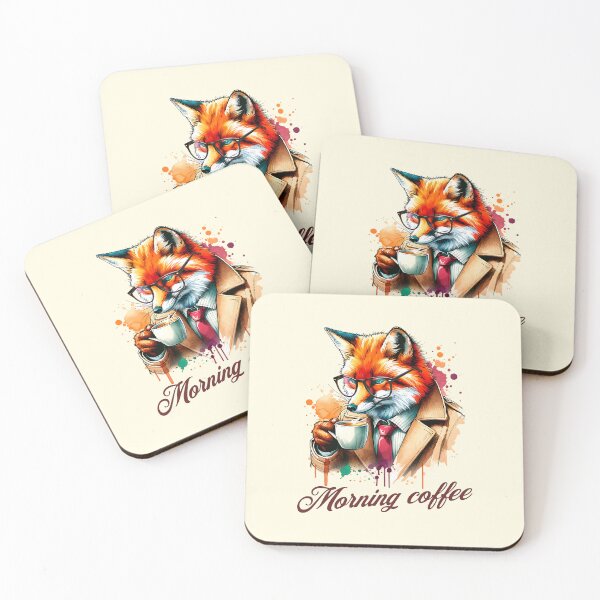 Item preview, Morning coffee business fox – watercolor animal art designed and sold by Pearl67.