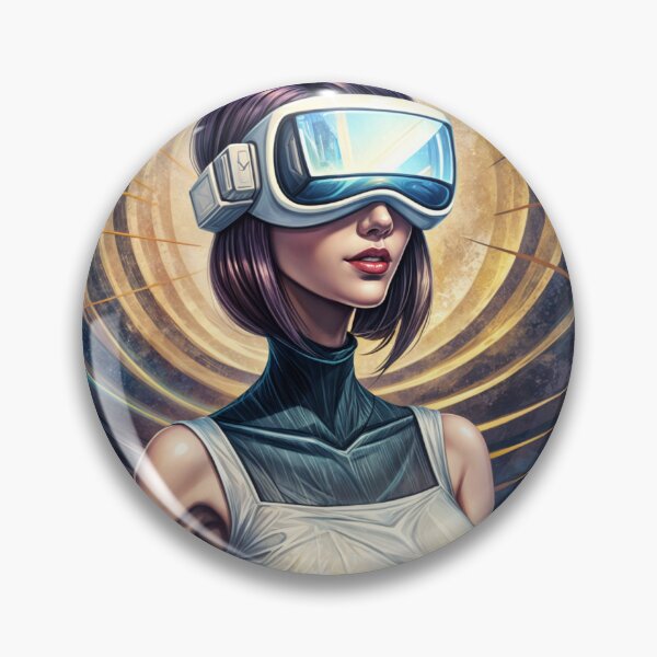 Item preview, Futuristic Portrait of Woman in VR Headset with Cosmic Background designed and sold by Creative88Art.