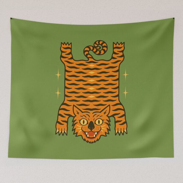 Item preview, Tibetan Tiger Rug Vibrant Retro Illustration designed and sold by arowh.
