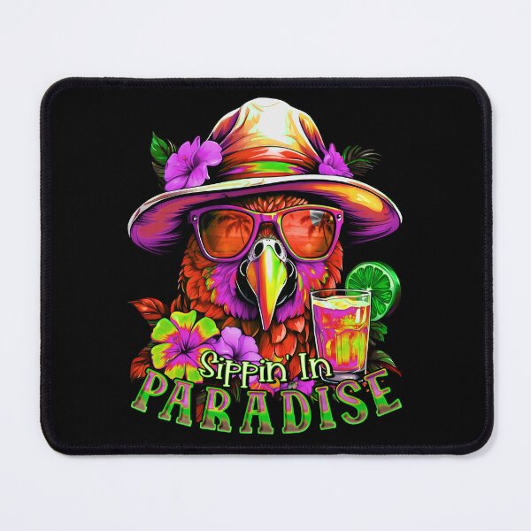 Item preview, Sippin' in Paradise Maroon Parrot Tropical Summer Drinks designed and sold by MindWave THC.