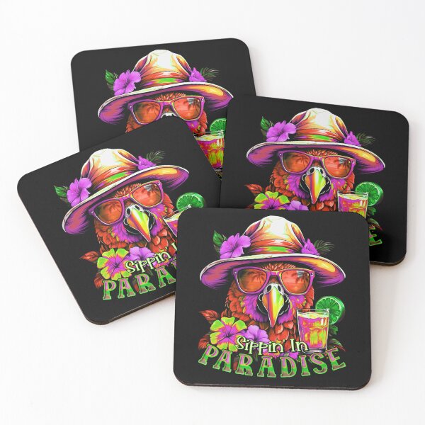Item preview, Sippin' in Paradise Maroon Parrot Tropical Summer Drinks designed and sold by MindWave THC.