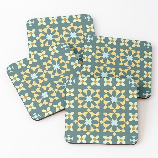 Item preview, Beige Flowers on a Blue Green Background designed and sold by Tarjiart.