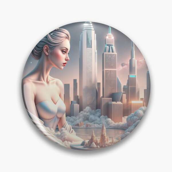 Item preview, Futuristic Cityscape with Skyscrapers and Cosmic Backdrop designed and sold by Creative88Art.