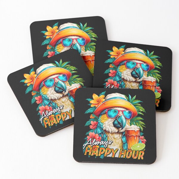 Item preview, Always Happy Hour Vecation Parrot Tropical Summer Drinks designed and sold by MindWave THC.