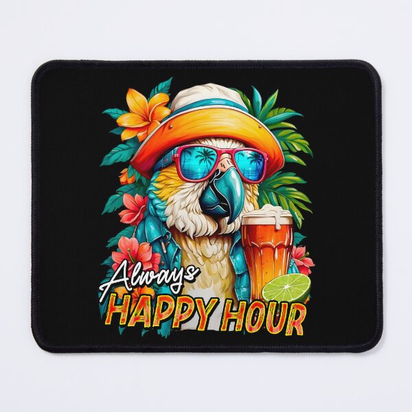 Item preview, Always Happy Hour Vecation Parrot Tropical Summer Drinks designed and sold by MindWave THC.