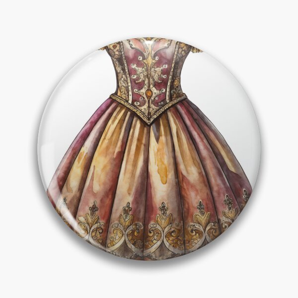 Item preview, Vintage Dress with Gold Embroidery and Gradient Warm Tones designed and sold by Creative88Art.