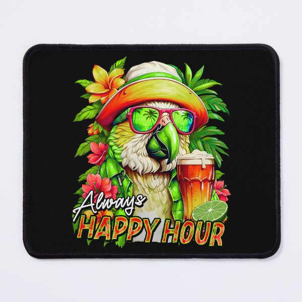 Item preview, Always Happy Hour Vecation Parrot Tropical Summer Drinks designed and sold by MindWave THC.