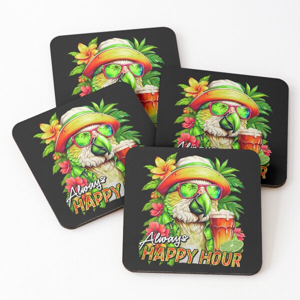 Item preview, Always Happy Hour Vecation Parrot Tropical Summer Drinks designed and sold by MindWave THC.