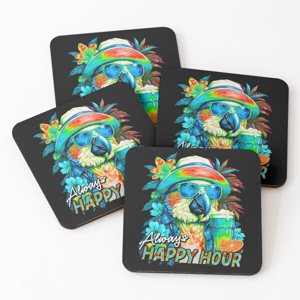 Item preview, Always Happy Hour Vecation Parrot Tropical Summer Drinks designed and sold by MindWave THC.